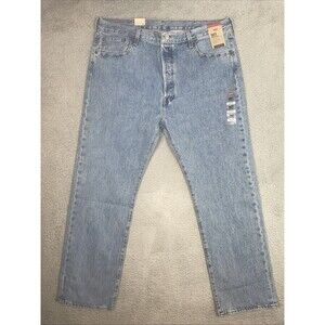 Levis 501 Jeans Original Fit Mens 40x32 Blue Light Wash Straight Button Fly NWT